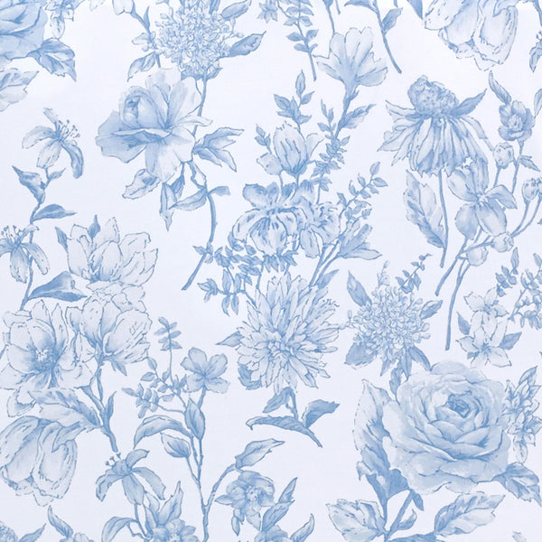 MEN'S FLOWER HALF SLEEVE T-SHIRT(CERAMICS BLUE)