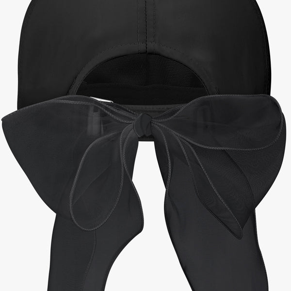 CRYSTAL DECORATED RIBBON CAP (BLACK)