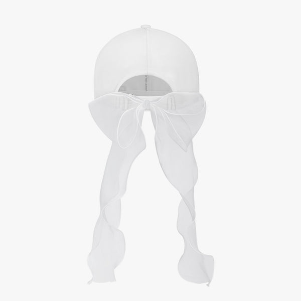 CRYSTAL DECORATED RIBBON CAP (WHITE)