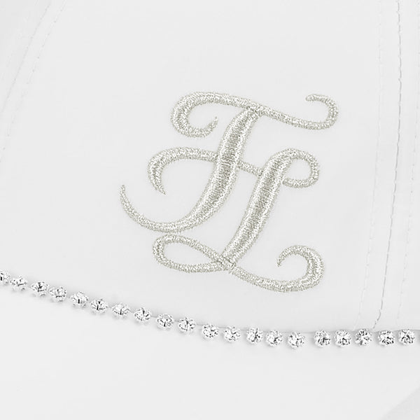 CRYSTAL DECORATED RIBBON CAP (WHITE)