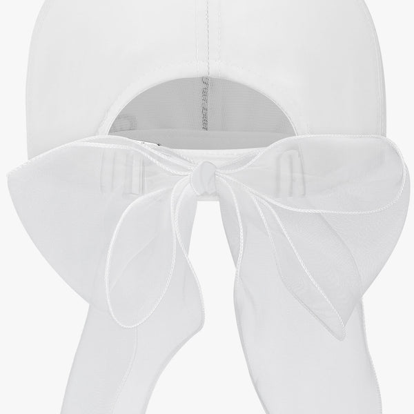 CRYSTAL DECORATED RIBBON CAP (WHITE)