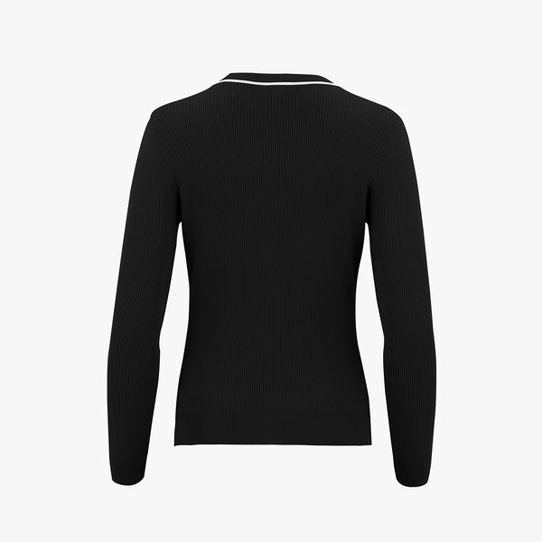 COLOR MATCHING V-NECK CARDIGAN(BLACK)