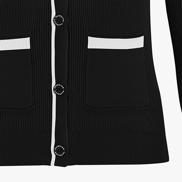 COLOR MATCHING V-NECK CARDIGAN(BLACK)