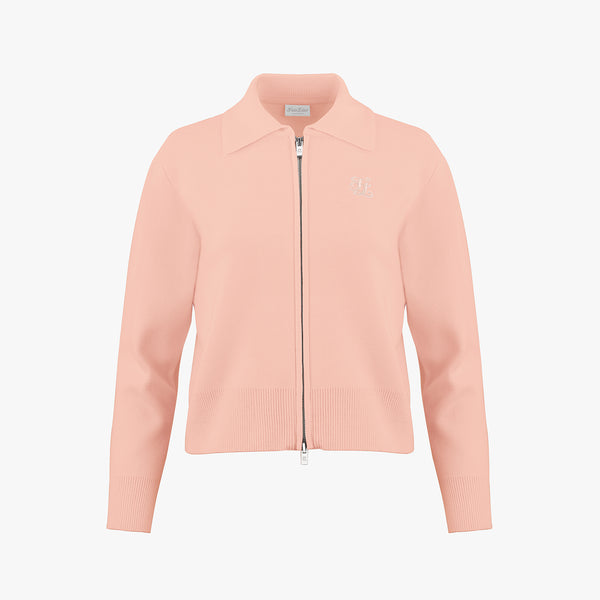 BIG COLLAR ZIP-UP CARDIGAN(PINK CHORAL)