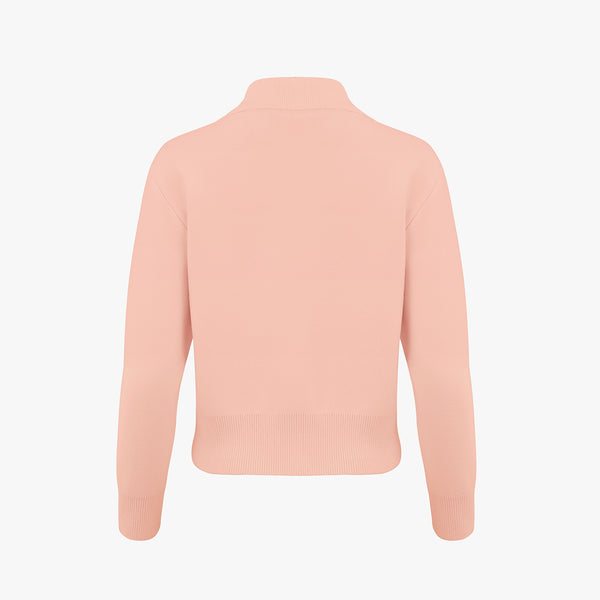 BIG COLLAR ZIP-UP CARDIGAN(PINK CHORAL)