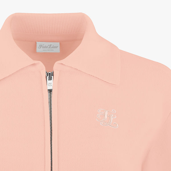 BIG COLLAR ZIP-UP CARDIGAN(PINK CHORAL)