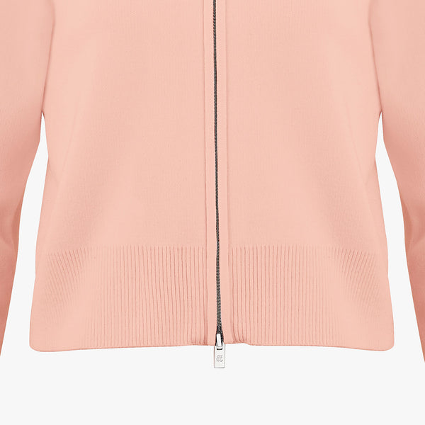 BIG COLLAR ZIP-UP CARDIGAN(PINK CHORAL)