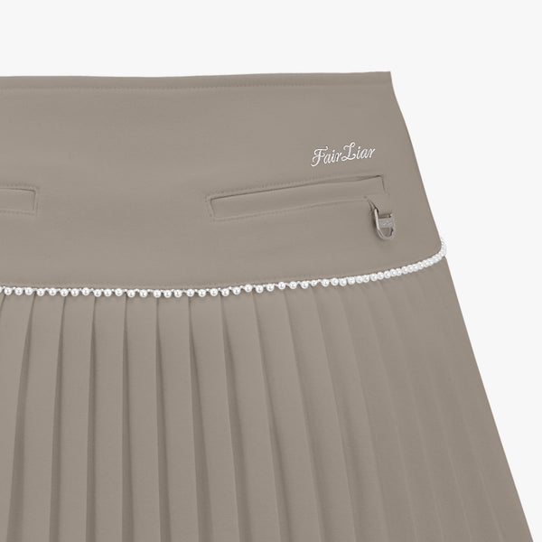 [FL SIGNATURE] PEARL FLARE PLEATED SKIRT(BEIGE)