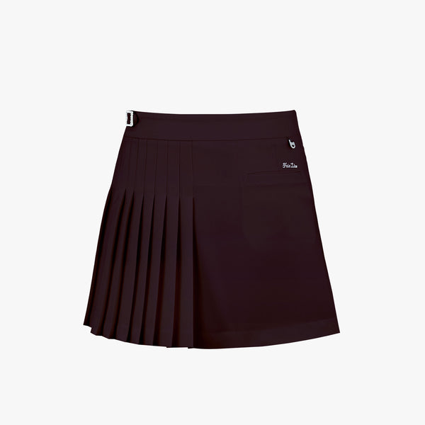 HALF-PLEATED SKIRT(BURGUNDY)