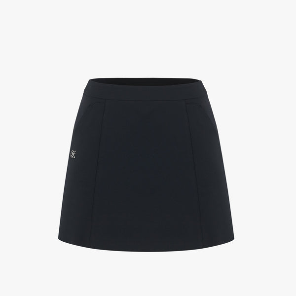 BACK PLEATED SKIRT(BLACK)