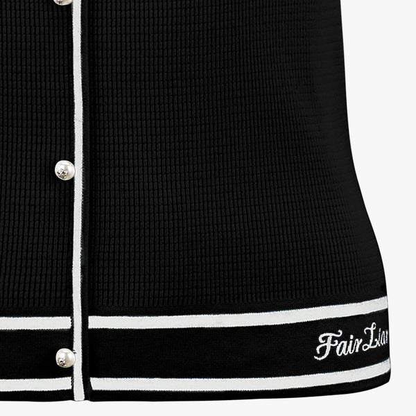 SQUARE-NECK RIBBON KNIT VEST(BLACK)