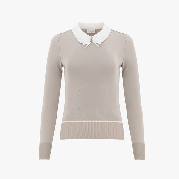 STAND COLLAR KNIT(BEIGE)