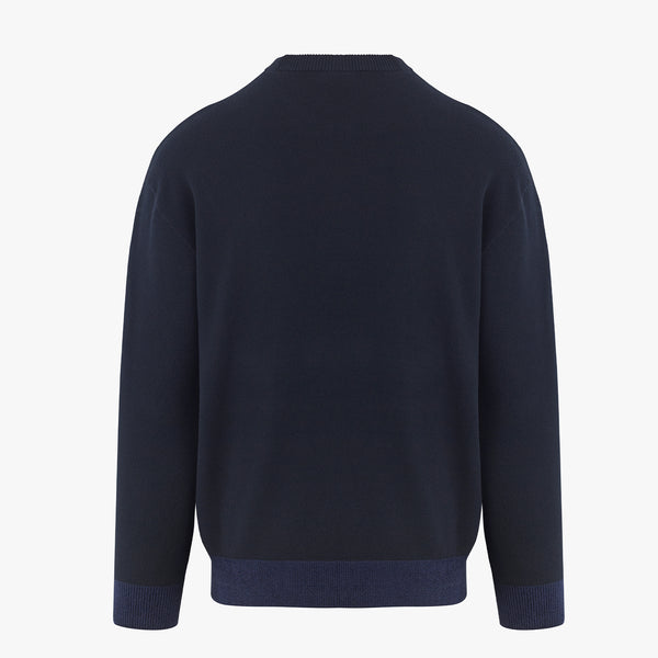 MEN'S ROUND-NECK LOGO KNIT(NAVY)
