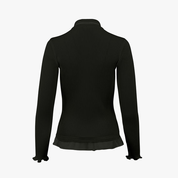 LACE COLLAR RIBBED KNIT(BLACK)