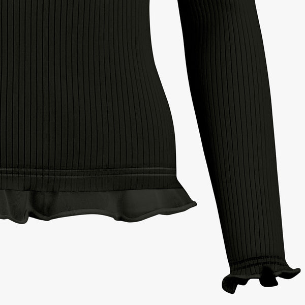 LACE COLLAR RIBBED KNIT(BLACK)