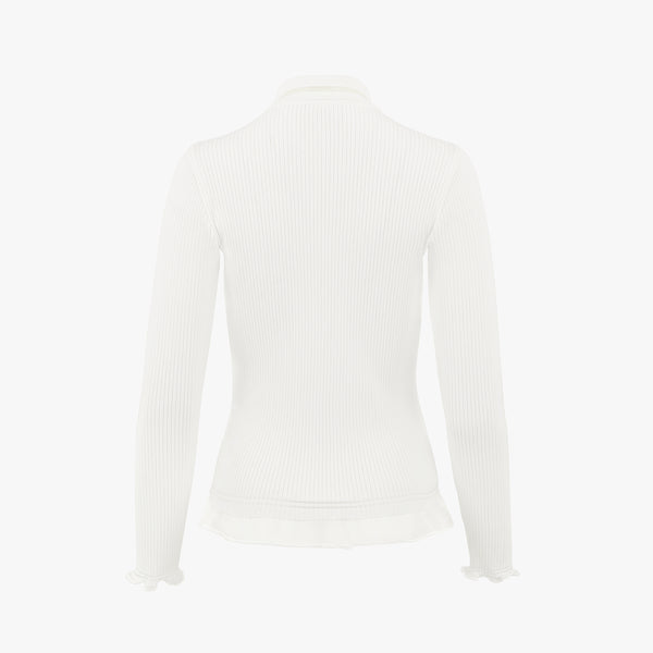 LACE COLLAR RIBBED KNIT(WHITE)