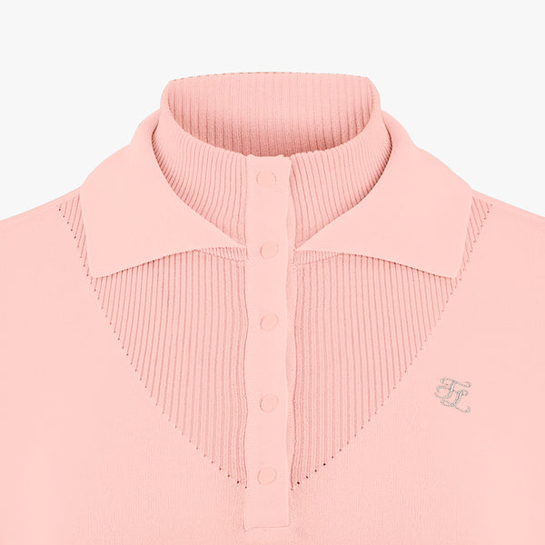 TURTLENECK DOUBLE COLLAR KNIT(PINK CHORAL)