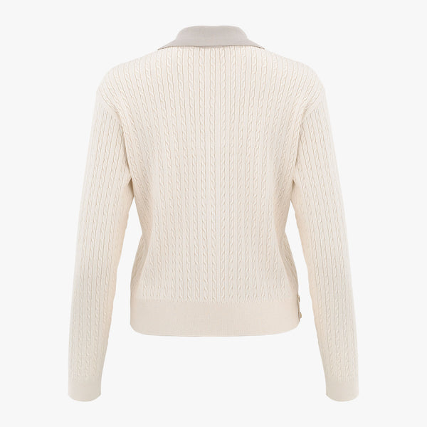 CABLE COLLAR PULLOVER KNIT(REAM)