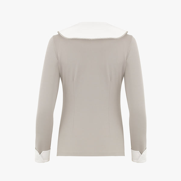 DOUBLE COLLAR BUTTON-UP SHIRT(BEIGE)
