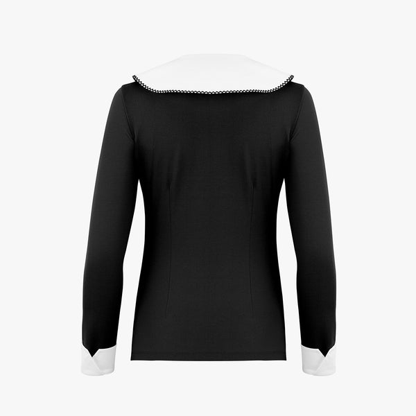 DOUBLE COLLAR BUTTON-UP SHIRT(BLACK)