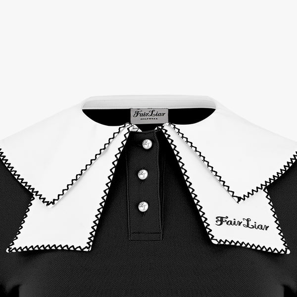DOUBLE COLLAR BUTTON-UP SHIRT(BLACK)