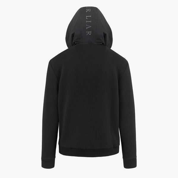 MEN'S WOVEN PATCH HOODED ZIP-UP(BLACK)