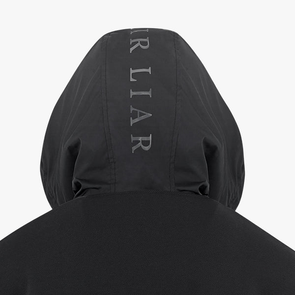 MEN'S WOVEN PATCH HOODED ZIP-UP(BLACK)