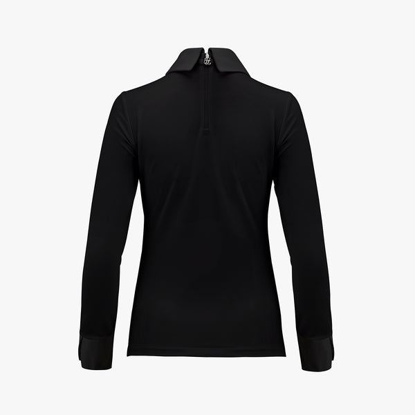 CHIFFON RIBBON COLLAR SHIRT(BLACK)