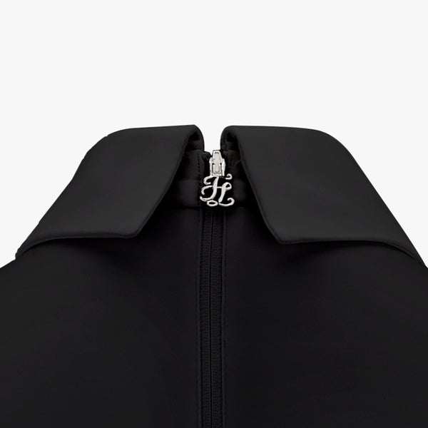 CHIFFON RIBBON COLLAR SHIRT(BLACK)