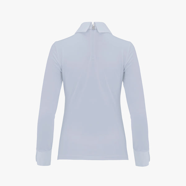 CHIFFON RIBBON COLLAR SHIRT(CERAMICS BLUE)