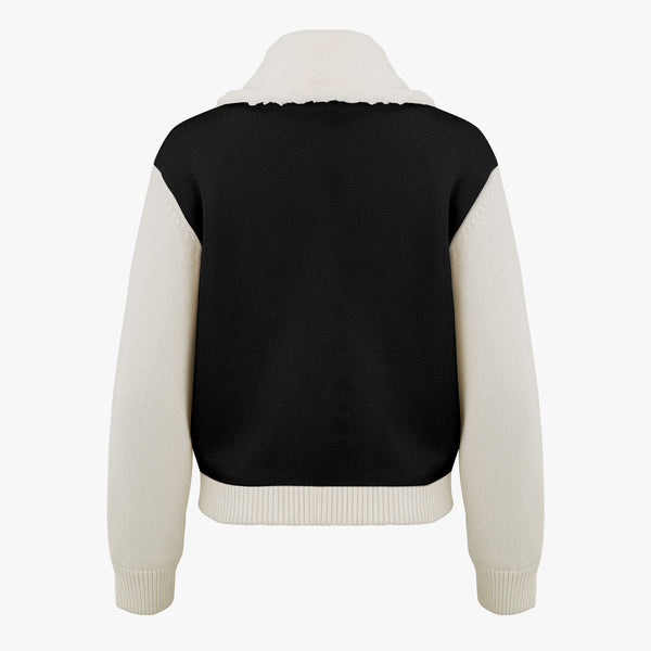 FUR COLLAR WIND BREAK ZIP CARDIGAN (BLACK)