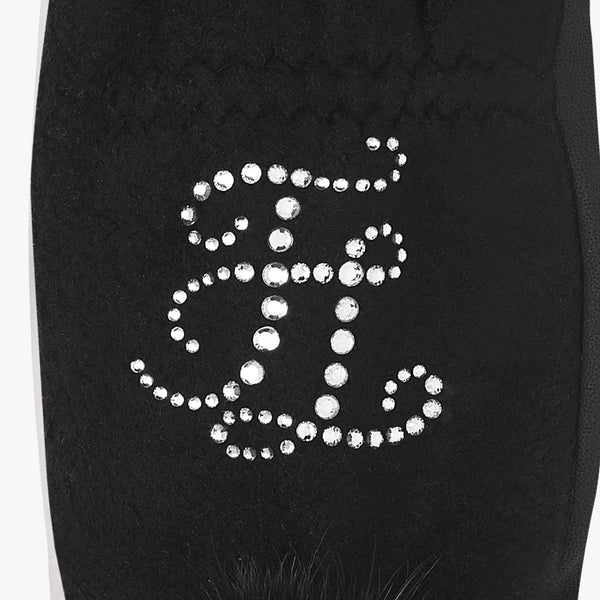 CRYSTAL FUR TWO HAND GLOVES (BLACK)