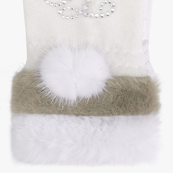 CRYSTAL FUR TWO HAND GLOVES (WHITE)