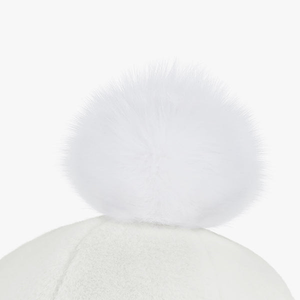 BACK RIBBON POMPOM CAP (WHITE)