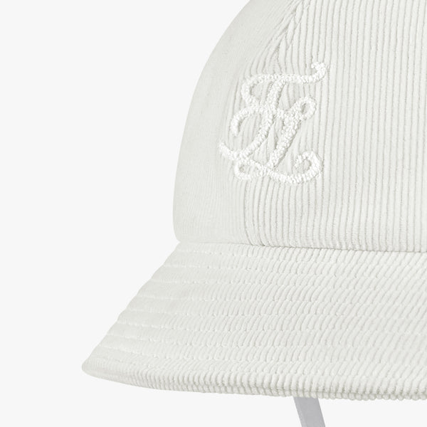 CORDUROY CLOCHE POMPOM HAT (WHITE)