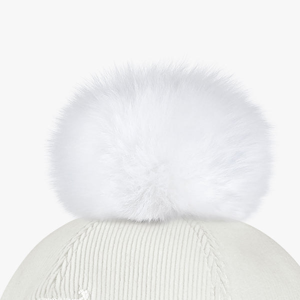 CORDUROY CLOCHE POMPOM HAT (WHITE)