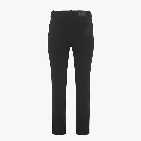 CROPPED SLIM FIT FLEECE PANTS (BLACK)