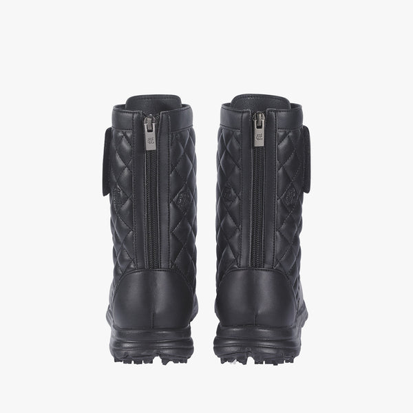 BACK ZIPPER QUILTED BOOTS(BLACK)