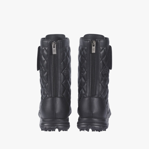 BACK ZIPPER QUILTED BOOTS(BLACK)