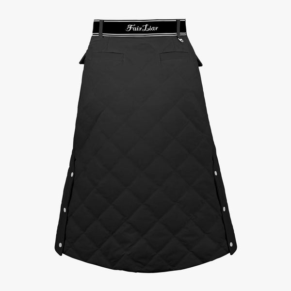 QUILTED MIDI SKIRT (BLACK)