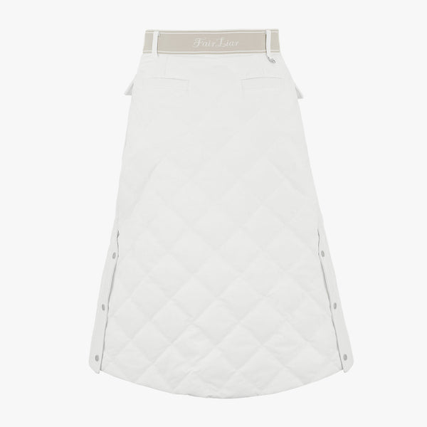 QUILTED DOWN MIDI SKIRT (WHITE)