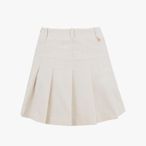 CORDUROY PLEATS SKIRT(CREAM)