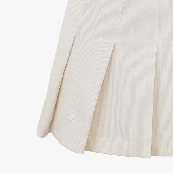 CORDUROY PLEATS SKIRT(CREAM)