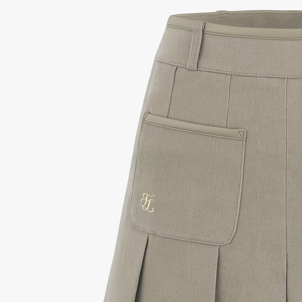 TWO-POCKET PLEATED FLEECE SKIRT(BEIGE)