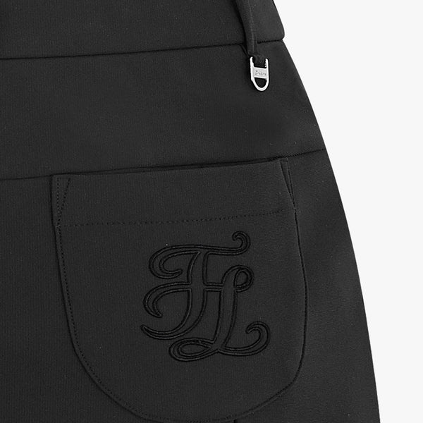 TWO POCKET SEMI A LINE SKIRT (BLACK)