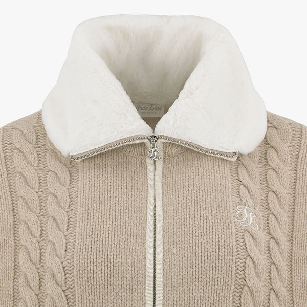FUR COLLAR WINDPROOF VEST (BEIGE)