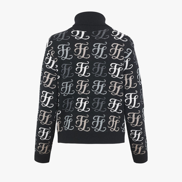 TURTLENECK JACQUARD KNIT(BLACK)