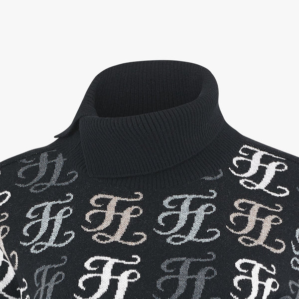 TURTLENECK JACQUARD KNIT(BLACK)