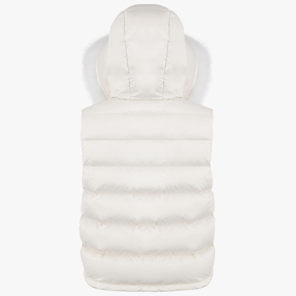 FUR HOODED PUFFER VEST (CREAM)