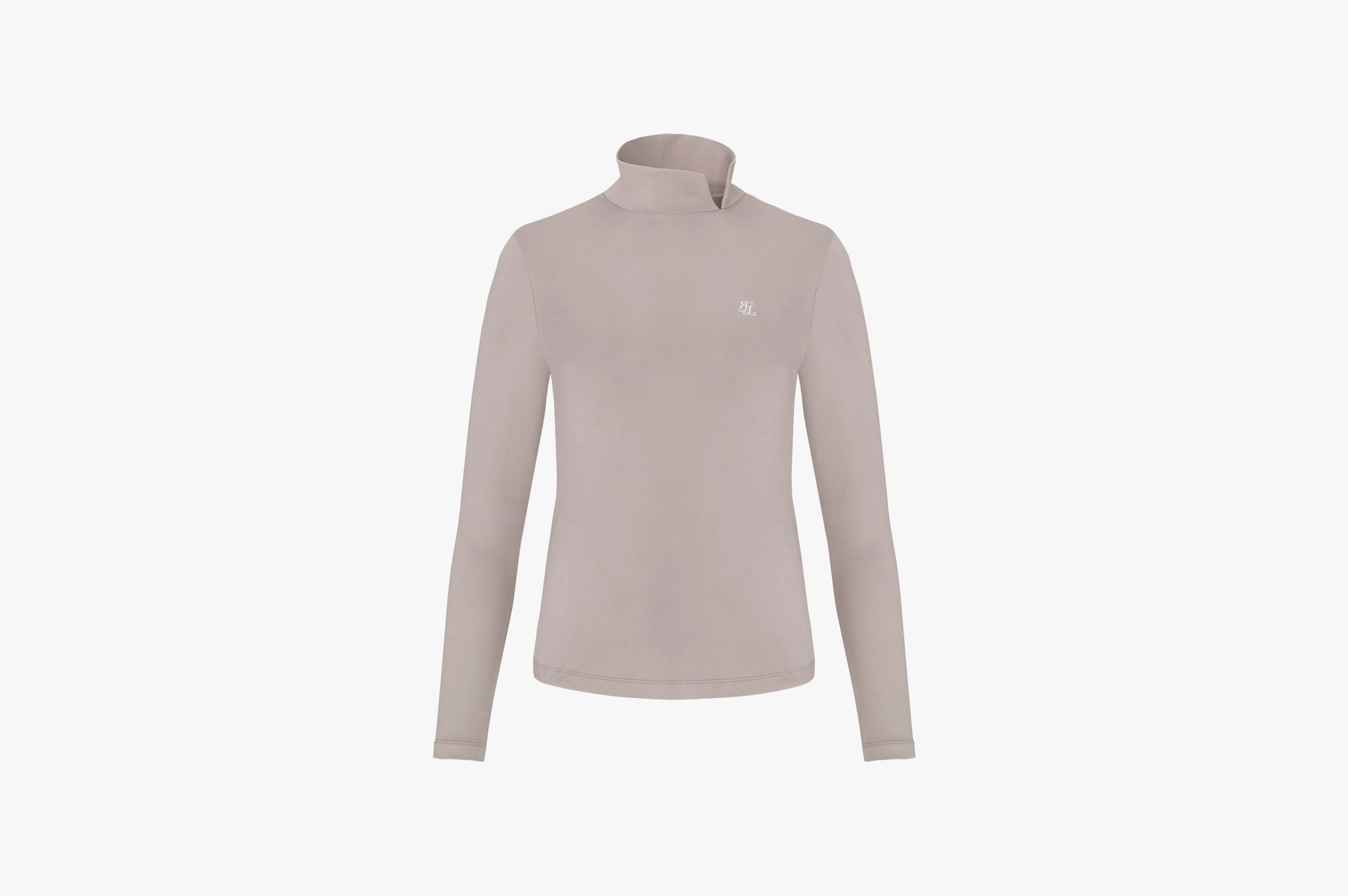 Basic-Half-Neck-Slit-T-Shirt-(Beige)